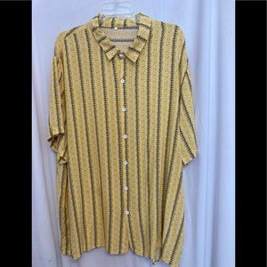 Men’s Hawaiian summer shirt button down front polyester size 3XL Yellow Black
